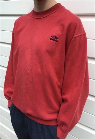 MENS VINTAGE 80S 90S UMBRO SWEATSHIRT BURGUNDY RED JUMPER