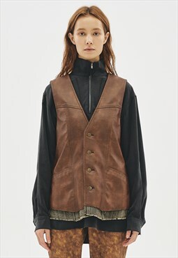 Western leather vest