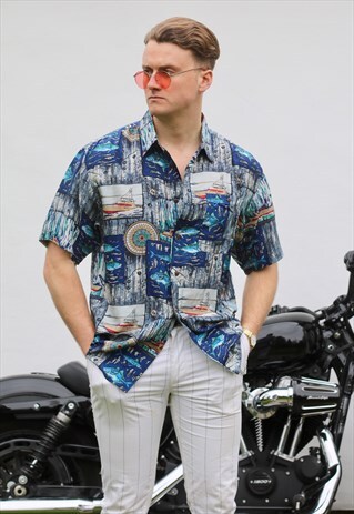 HAWAIIAN CO NAUTICAL SHORT SLEEVE SHIRT