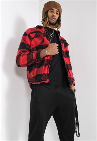 VINTAGE CHECK FLANNEL LINED FLEECE QUILTED SHIRT MULTI