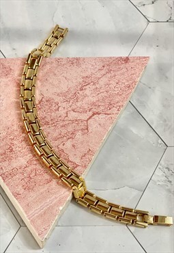 90s Gold Link Bracelet Chunky Statement Vintage Jewellery 
