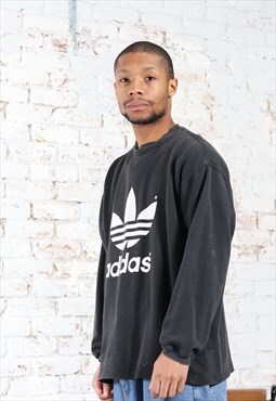 Vintage Adidas Crewneck Spell Out Logo Sweatshirt black