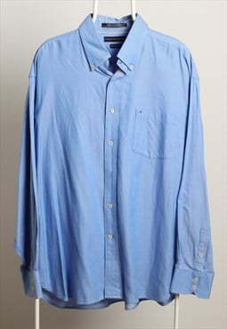 Vintage Tommy Hilfiger Long Sleeve Logo Shirt Blue