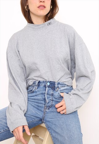 VINTAGE 90S GREY POLO HIGH TURTLE ROLL NECK TOP