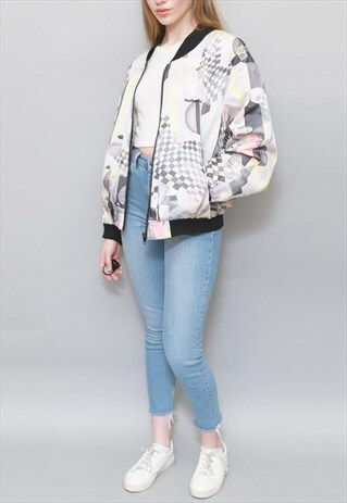 VINTAGE 1990'S 'KLEIN' ABSTRACT PASTEL SPORTY JACKET