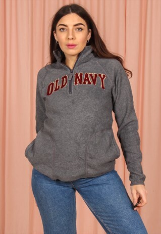 VINTAGE 90S OLD NAVY 1/4 ZIP FLEECE IN GREY