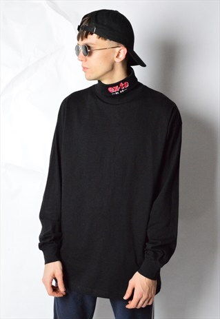 VINTAGE 90S BLACK MINIMALIST TURTLENECK LONG SLEEVE SHIRT