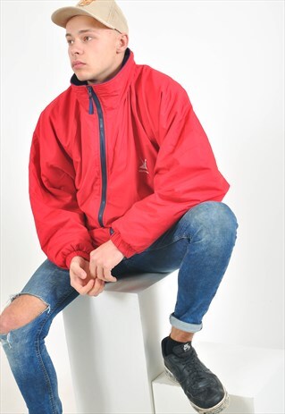 VINTAGE HELLY HANSEN LINED WINDBREAKER JACKET IN RED