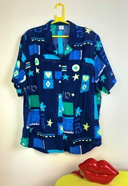 Vintage 90's Patterned Print Shirt Short Sleeved