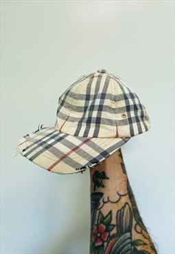 Vintage Burberry Distressed Nova Print Hat Cap 