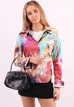 Vintage Just Cavalli Floral Abstract Print Shirt in Multico