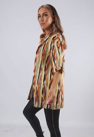 VINTAGE 90'S SHIRT OVERSIZED PATTERNED STRIPED UK 12 M (EC3N