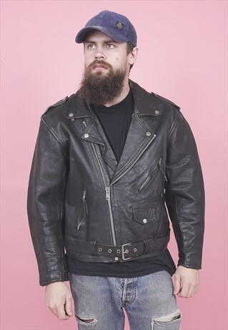 VINTAGE BIKER LEATHER JACKET /R9005