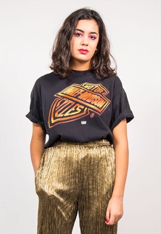 90'S VINTAGE BLACK HARLEY DAVIDSON GRUNGE T-SHIRT