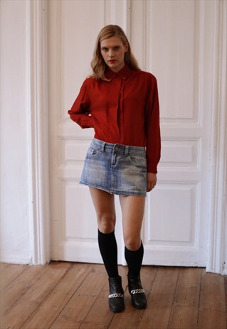 VINTAGE BLUE MINI DENIM SKIRT