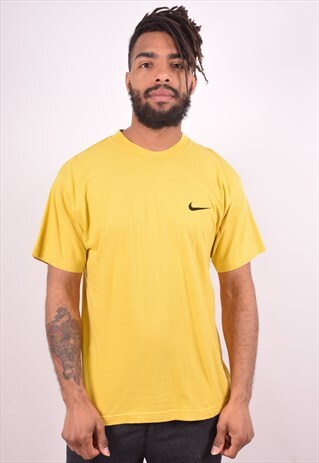NIKE MENS VINTAGE T-SHIRT TOP MEDIUM YELLOW 90S
