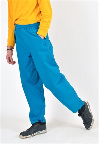 VINTAGE SHELL JOGGERS IN BLUE