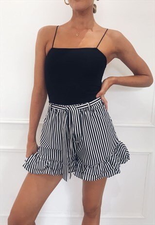ALICIA STRIPE SHORTS - NAVY