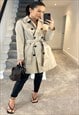 Beige Belted Double Breasted Trench Coat