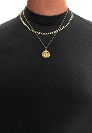 SAINT CHRISTOPHER GOLD PLATED 3MM LAYER NECKLACE CHAIN