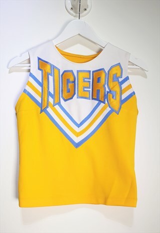 VINTAGE Y2K 00S 80S CHEERLEADER TIGERS TOP IN YELLOW