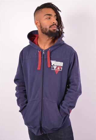 VINTAGE PUMA HOODIE SWEATER NAVY BLUE