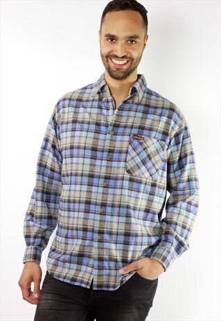 VINTAGE 90S MARLBORO FLANNEL CHECKE LUMBERJACK SHIRT MEN