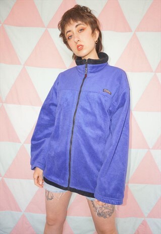 VINTAGE 90S BLUE PURPLE ZIP UP LINED FLEECE