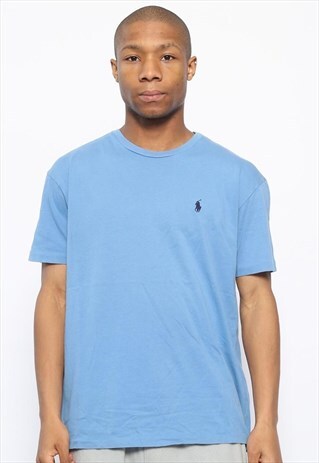 VINTAGE POLO RALPH LAUREN LOGO T-SHIRT BLUE