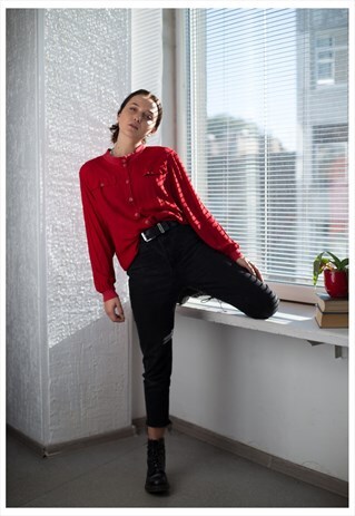 VINTAGE 80'S RED THIN VISCOSE BOMBER JACKET