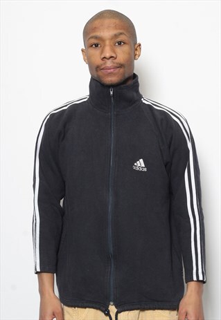 VINTAGE ADIDAS FULL ZIP LOGO SWEATSHIRT BLACK