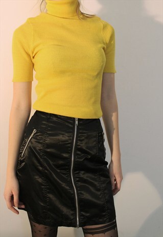 70S VIBRANT YELLOW TURTLENECK TOP