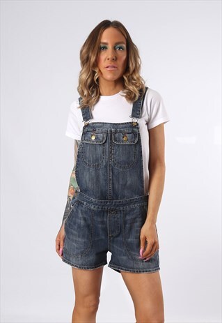 DENIM DUNGAREES SHORTS UK 12 (CDCK)