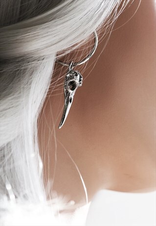 DAHLIA RAVEN SKULL HOOP EARRINGS