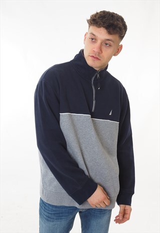 VINTAGE NAUTICA 1/4 ZIP SWEATSHIRT BLUE
