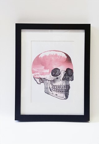 A4 ATOMIC CLOUD SKULL ART PRINT