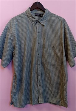 Vintage Patagonia short sleeve men shirt in blue checks