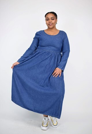 VINTAGE 90'S LONG SLEEVE DENIM DRESS WITH TIE SIDES