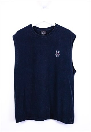 NEW LOVE CLUB T SHIRT SLEEVELESS WITH BUNNY AND SPELL OUT