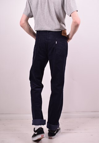 LEVI'S 557 MENS VINTAGE CORDUROY JEANS W36 L36 NAVY BLUE 90S