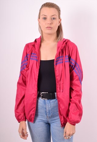 ADIDAS WOMENS VINTAGE HOODIE JACKET MEDIUM PINK 90S