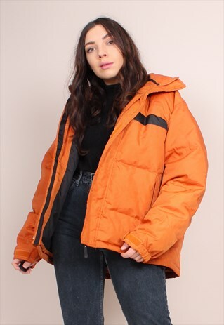 VINTAGE 90S OVERSIZED ORANGE PUFFER JACKET