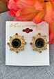 GOLD & GREEN LARGE STUD EARRINGS