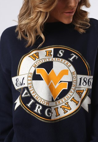SWEATSHIRT JUMPER OVERSIZED WEST VIRGINIA LOGO UK 14 (D3M)