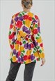 VINTAGE LONG SLEEVE WATERCOLOR PRINTED SHIRT PEPLUM HEM M