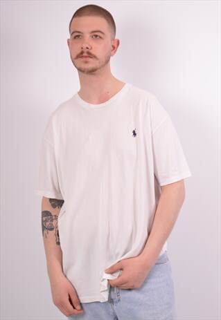VINTAGE POLO RALPH LAUREN T-SHIRT TOP WHITE