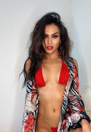 RED CLEAR STRAPS MICRO BIKINI