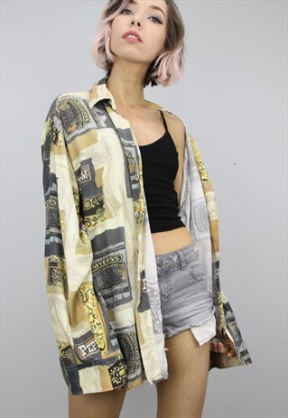 VINTAGE 80S/90S OVERSIZED PATTERNED SHIRT