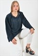 VNTAGE LONG SLEEVE VELVET TOP