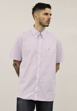 VINTAGE BLUE AND RED STRIPED TOMMY HILFIGER SHIRT